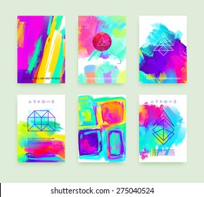 Set of Cards for Marriage, Wedding, Bridal, Valentine's day or Birthday Invitations. Trendy Geometric and Thin Line Hipster Logotypes for Business Cards, Flyers, Banners, Placards and Posters Design.