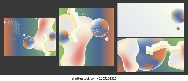 Set of cards Matte gradients this year's trend Modern abstract covers set. Cool gradient shape composition. Eps10 vector