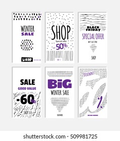 Set cards of mobile advertising. Vector cards for online sales, and notifications of promotions.