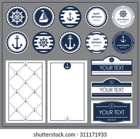 A Set Of Cards In A Nautical Theme