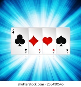 set of cards on neon background