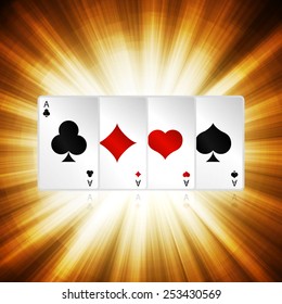 set of cards on neon background