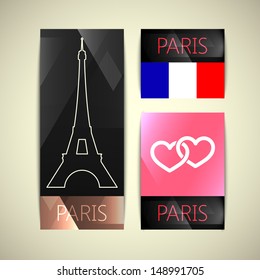 set of cards with paris symbols
