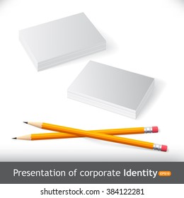 set of cards with pencils,mock up