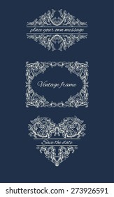 set of cards with place for text decorated with graphic flowers 
