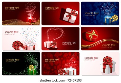 Set of cards with Presents, illustration