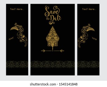 A set of cards with puppet designs and ornaments. The concept of traditional art