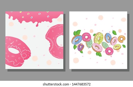 set of cards with ready design images of donuts.