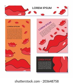 a set of cards with red lips. vector
