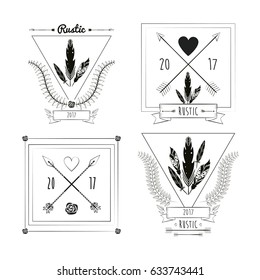 set cards rustic celebration decoration vintage ornament image