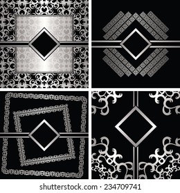Set of cards with a silver decoration. Original design     