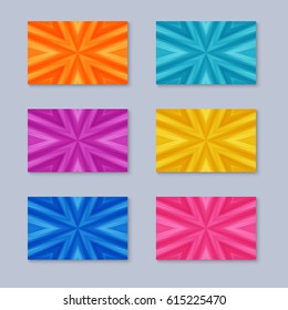 Set of Cards with Striped Texture of Different Colors. Collection Templates for  Business Cards, Flyers, Stickers.