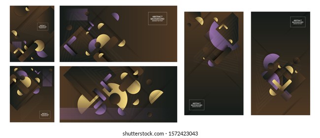 Set of cards in the style of abstract trend colors. Modern flyer or banner concept