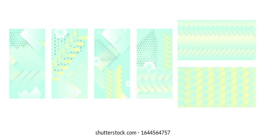 Conjunto de cartas en el estilo de tendencia abstracta color turquesa 2020 Neo Mint. Concepto moderno de pancarta o volante