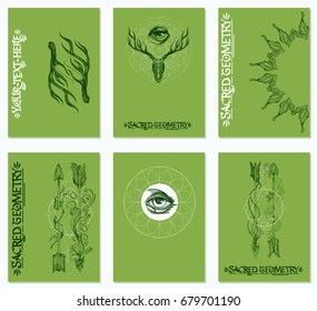 A set of cards with a style of boho. Posters for youth events, prints for clothes.