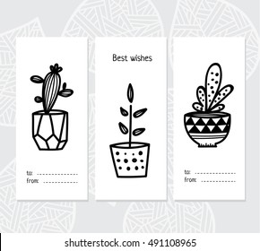 Set of cards with stylized  graphic flowers