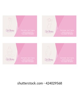 Set of cards with text and sketches of different women bodies