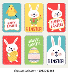 Set of cards with traditional greetings. Happy Easter! Can be used for scrapbook, banner, print, etc.