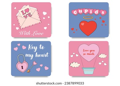 Set of cards for Valentine's day. Collection of Valentine's day card, sale, template, poster, postcard, label, banner design set. Love concept. Happy Valentines day.