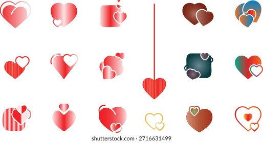 Set of cards for Valentine's Day. Modern abstract design with hearts. Design of advertising templates, banners, covers, labels, posters, flyers.
