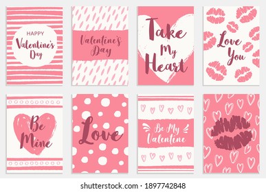 Set of cards for the Valentines Day. Romantic illustration for wedding invitations, greeting cards, scrapbooking and party design