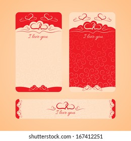 set of cards with Valentine's Day and wedding day