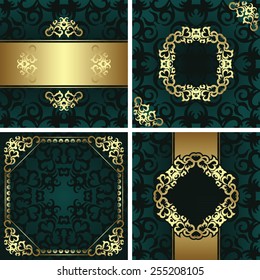 Set of cards with vintage borders and frames. All cards have floral seamless background. Original design.                          Vintage background        