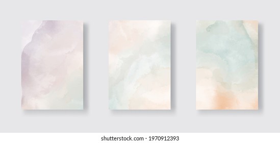 Set of cards with watercolor. Set of abstract watercolour banner on white background for your design. Abstract vector illustration.