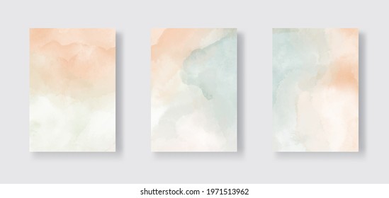 Set of cards with watercolor. Set of abstract watercolour banner on white background for your design. Abstract vector illustration.