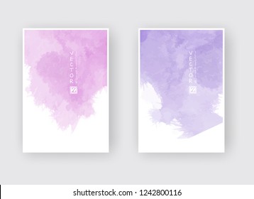 Set of cards with watercolor blots. Set of cards with hand drawn blots element on white background for your design. Design for your date, postcard, banner, logo. Vector illustration.