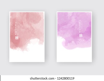 Set of cards with watercolor blots. Set of cards with hand drawn blots element on white background for your design. Design for your date, postcard, banner, logo. Vector illustration.