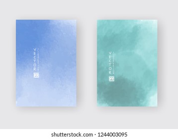 Set of cards with watercolor blots. Set of cards with hand drawn blots element on white background for your design. Design for your date, postcard, banner, logo. Vector illustration.