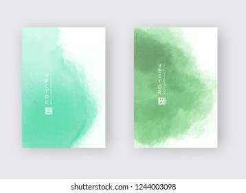 Set of cards with watercolor blots. Set of cards with hand drawn blots element on white background for your design. Design for your date, postcard, banner, logo. Vector illustration.