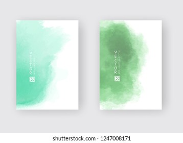 Set of cards with watercolor blots. Set of cards with hand drawn blots element on white background for your design. Design for your date, postcard, banner, logo. Vector illustration.