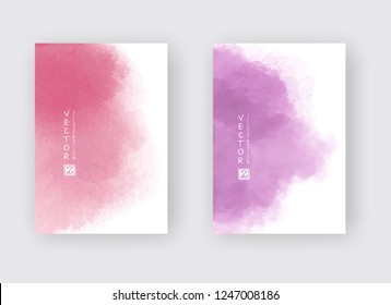 Set of cards with watercolor blots. Set of cards with hand drawn blots element on white background for your design. Design for your date, postcard, banner, logo. Vector illustration.