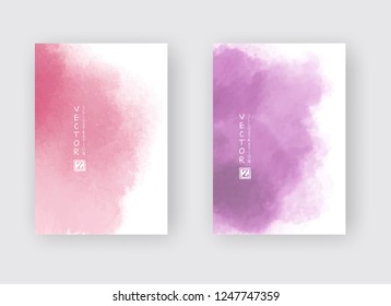 Set of cards with watercolor blots. Set of cards with hand drawn blots element on white background for your design. Design for your date, postcard, banner, logo. Vector illustration.