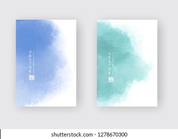 Set of cards with watercolor blots. Set of cards with hand drawn blots element on white background for your design. Design for your date, postcard, banner, logo. Vector illustration.