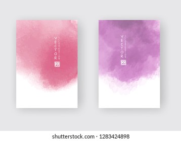 Set of cards with watercolor blots. Set of cards with hand drawn blots element on white background for your design. Design for your date, postcard, banner, logo. Vector illustration.