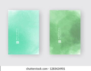 Set of cards with watercolor blots. Set of cards with hand drawn blots element on white background for your design. Design for your date, postcard, banner, logo. Vector illustration.