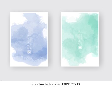 Set of cards with watercolor blots. Set of cards with hand drawn blots element on white background for your design. Design for your date, postcard, banner, logo. Vector illustration.