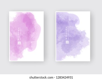 Set of cards with watercolor blots. Set of cards with hand drawn blots element on white background for your design. Design for your date, postcard, banner, logo. Vector illustration.