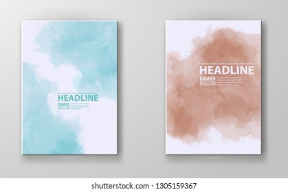 Set of cards with watercolor blots. Set of cards with hand drawn blots element on white background for your design. Design for your date, postcard, banner, logo. Vector illustration.