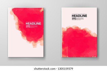 Set of cards with watercolor blots. Set of cards with hand drawn blots element on white background for your design. Design for your date, postcard, banner, logo. Vector illustration.