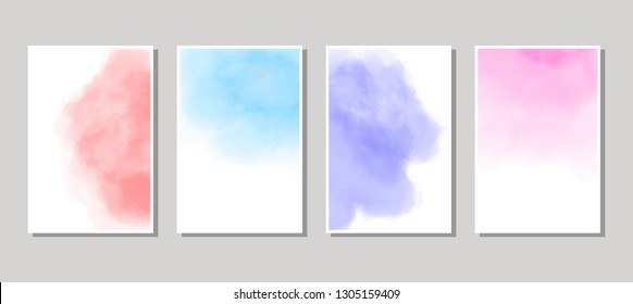 Set of cards with watercolor blots. Set of cards with hand drawn blots element on white background for your design. Design for your date, postcard, banner, logo. Vector illustration.