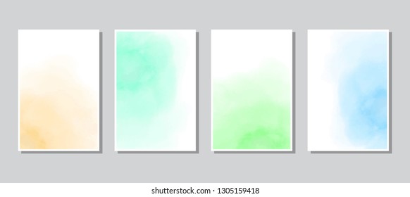 Set of cards with watercolor blots. Set of cards with hand drawn blots element on white background for your design. Design for your date, postcard, banner, logo. Vector illustration.