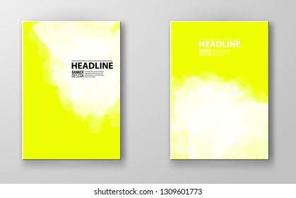 Set of cards with watercolor blots. Set of cards with hand drawn blots element on white background for your design. Design for your date, postcard, banner, logo. Vector illustration.