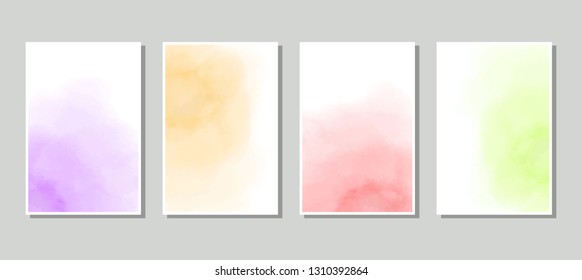 Set of cards with watercolor blots. Set of cards with hand drawn blots element on white background for your design. Design for your date, postcard, banner, logo. Vector illustration.