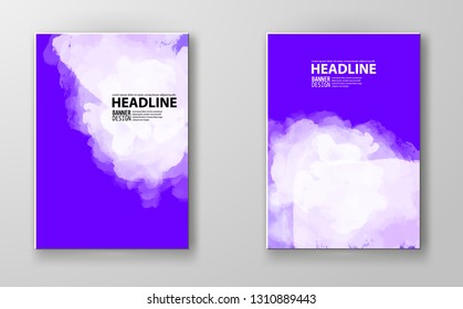 Set of cards with watercolor blots. Set of cards with hand drawn blots element on white background for your design. Design for your date, postcard, banner, logo. Vector illustration.