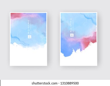 Set of cards with watercolor blots. Set of cards with hand drawn blots element on white background for your design. Design for your date, postcard, banner, logo. Vector illustration.