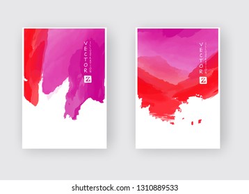 Set of cards with watercolor blots. Set of cards with hand drawn blots element on white background for your design. Design for your date, postcard, banner, logo. Vector illustration.